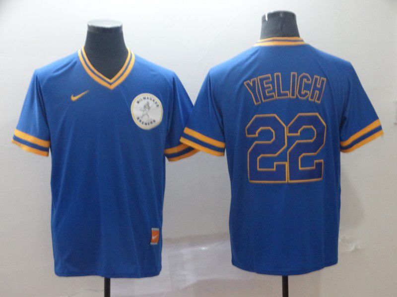 Men Milwaukee Brewers #22 Yelich Blue Game Nike MLB Jerseys->milwaukee brewers->MLB Jersey